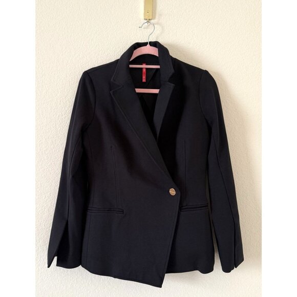 SPANX The Perfect Asymmetrical Black Ponte Blazer Jacket - 20773R Size Small - Picture 1 of 8